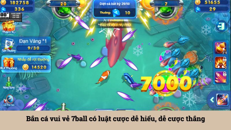 Bắn cá vui vẻ 7ball có luật cược dễ hiểu, dễ cược thắng