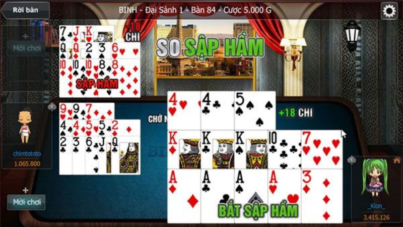 Các tổ hợp bài thường thấy trong game Mậu Binh