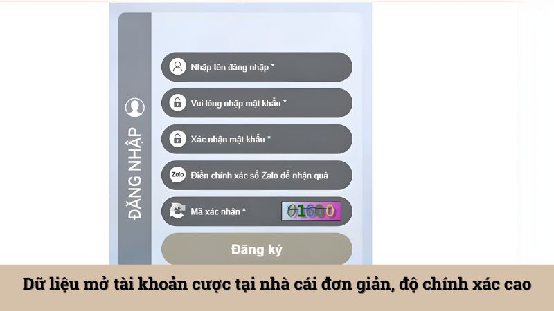 Dữ liệu mở tài khoản cược tại nhà cái đơn giản, độ chính xác cao